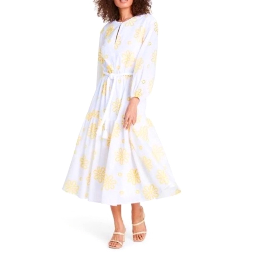 NWOT ALEXIS Floral Embroidered Midi Dress in Daisy Eyelet Size S